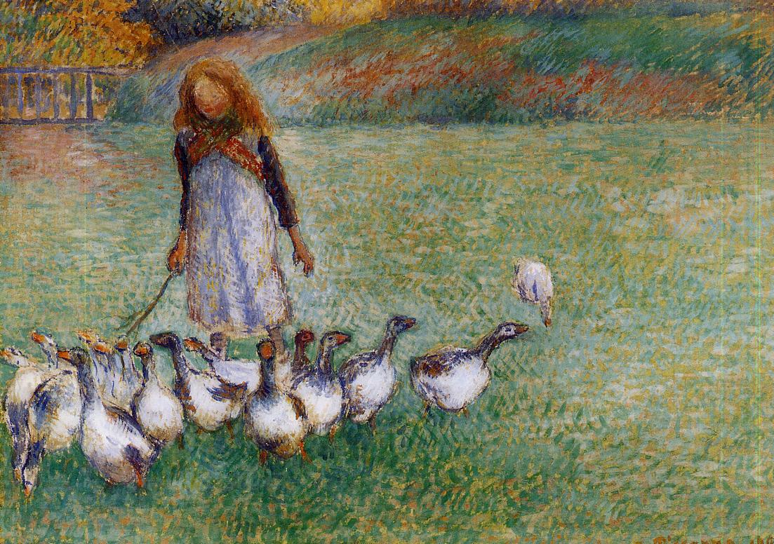 Little Goose Girl - Camille Pissarro Paintings